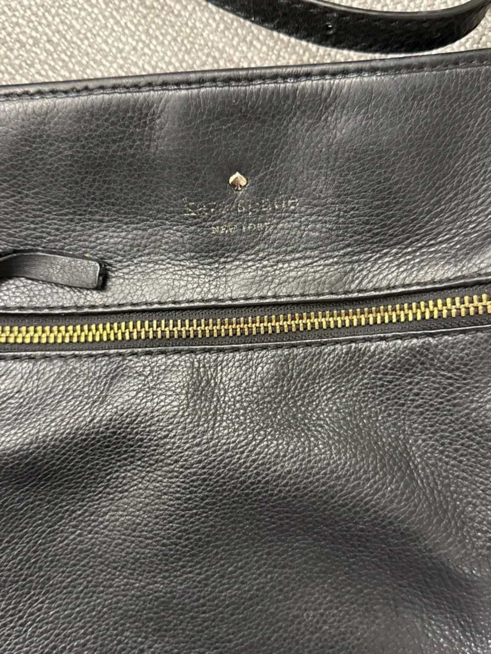 kate spade Black Leather Crossbody with Gold Chain Accent